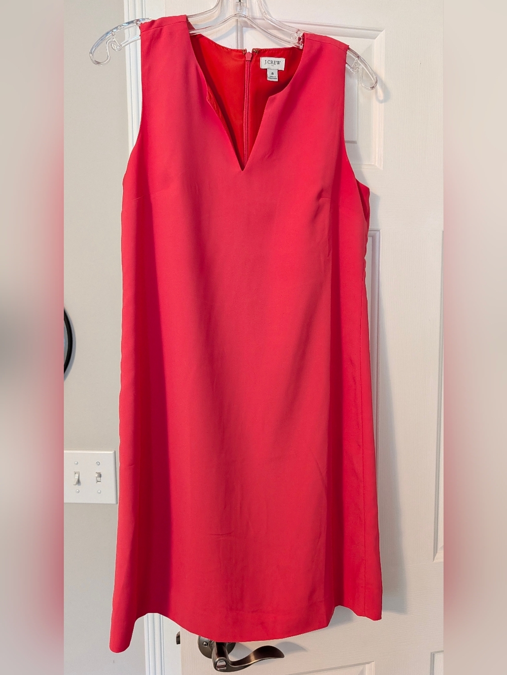 J. Crew Bright Coral Sleeveless V-Neck Shift Dress